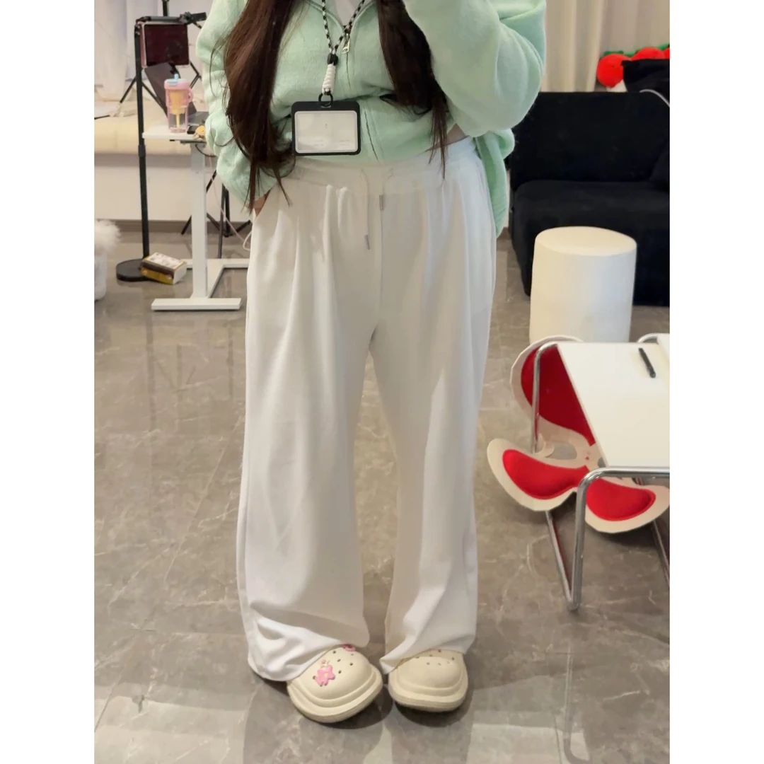 2025新款纯色长裤胖MM宽松抽绳设计印花休闲裤18-897