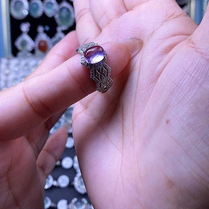 戒指银S925镶嵌水晶