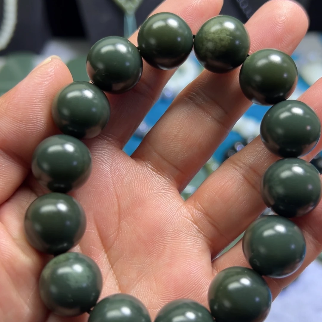 和田玉未镶嵌手链沙枣青卡16风化皮