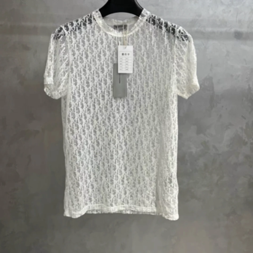 99新 DIOR/迪奥 白色logo满印圆领短袖T恤/XS码/C00126
