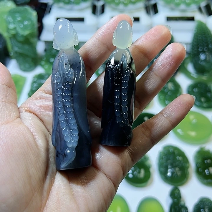 蛇纹石玉手把件未镶嵌老*