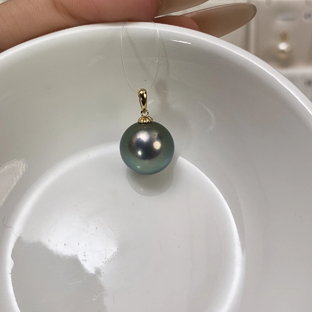 海水珍珠吊坠(不含链)18K金镶嵌大溪地13-14