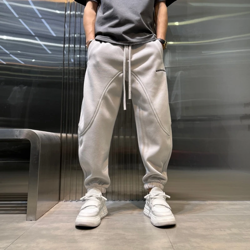 冬季新款男士加绒简约百搭高级感男款休闲裤潮流宽松运动加厚男裤