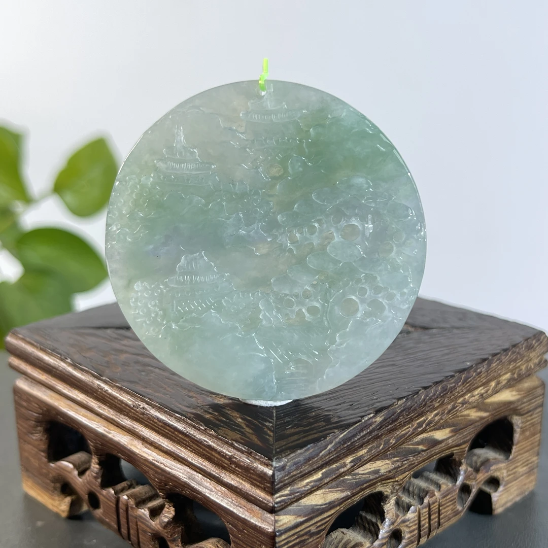 JXW28-75 天然缅甸A货翡翠  山水牌