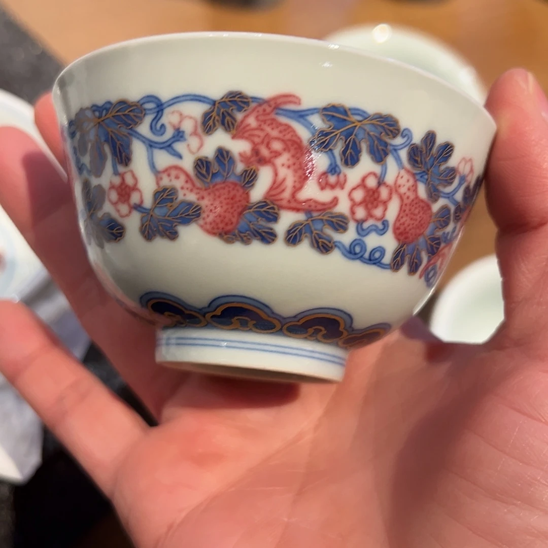 沐月山房原矿釉里红杯杯杯