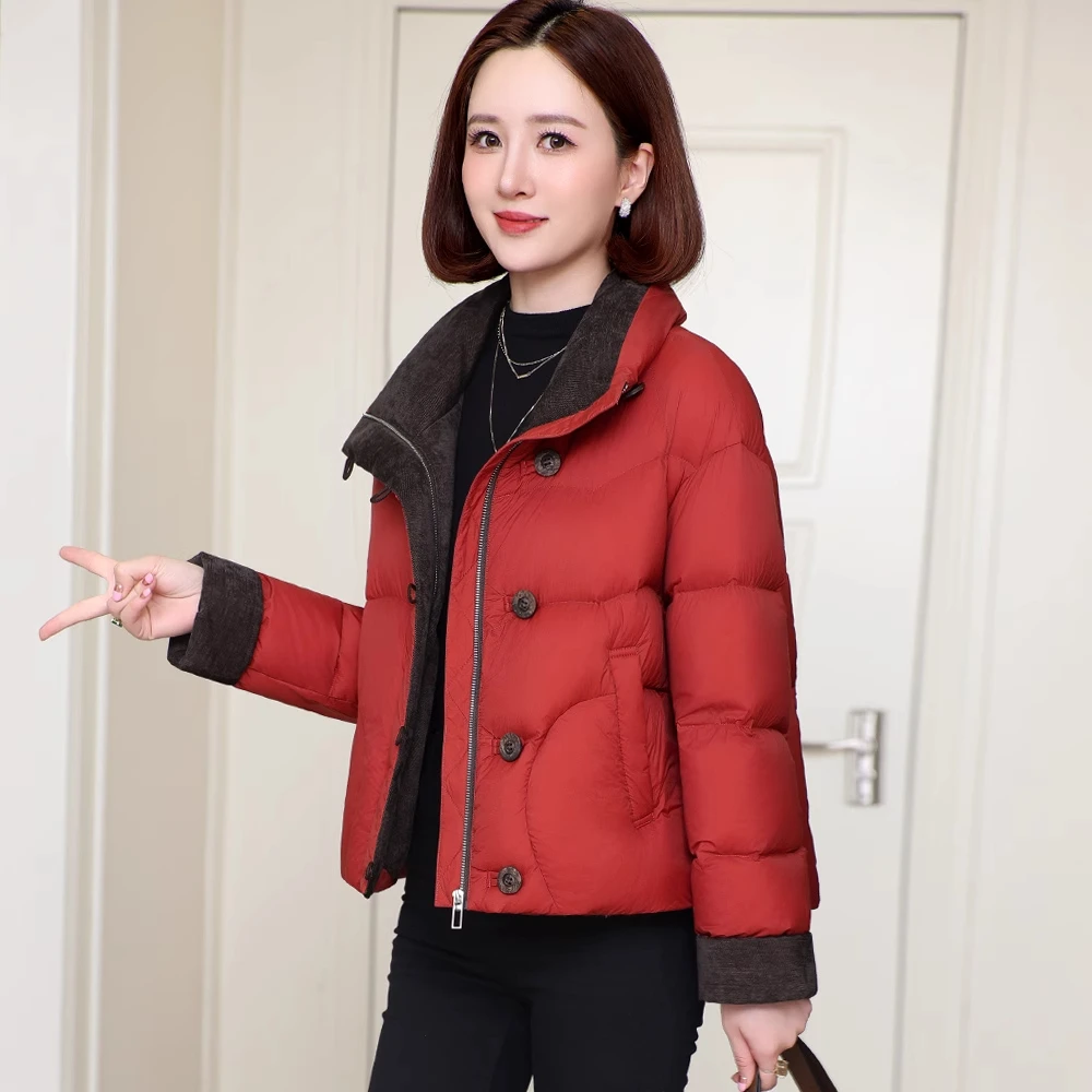 妈妈款鹅绒羽绒服女2025冬季新款高级感短款白鹅绒服保暖洋气外套