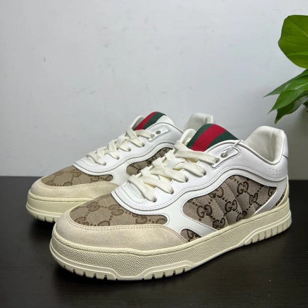 99新 GUCCI/古驰 40/44欧码Re-web棕老花古驰板鞋百搭舒适新款