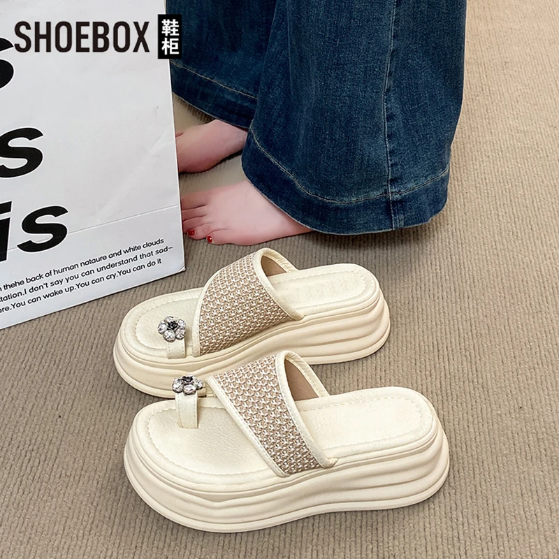 SHOEBOX鞋柜凉拖鞋女款夏季外穿2025新款仙女风配裙子沙滩人字拖