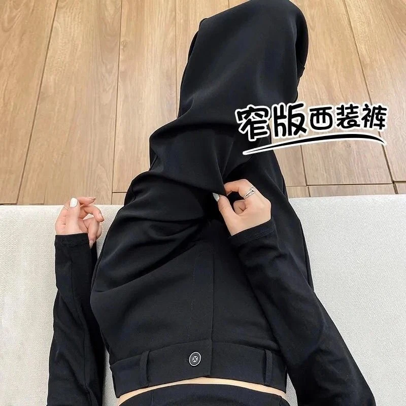 西装裤女早春季2025新款高腰显瘦窄版直筒裤休闲垂坠感宽松阔腿裤