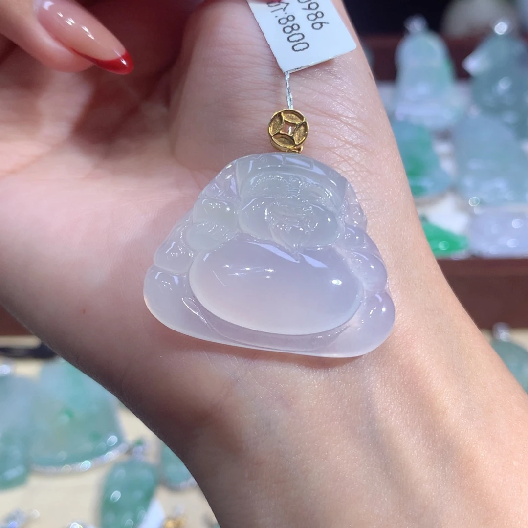 吊坠(不含链)18K金镶嵌翡翠