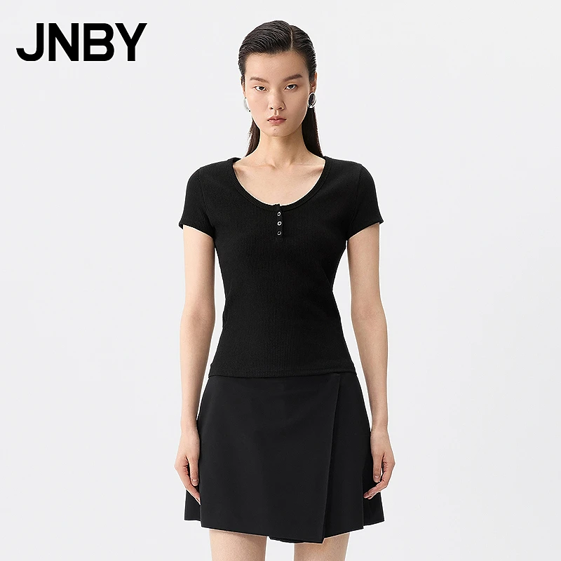 【商场同款】JNBY/江南布衣25夏T恤修身直筒短袖5P6112640