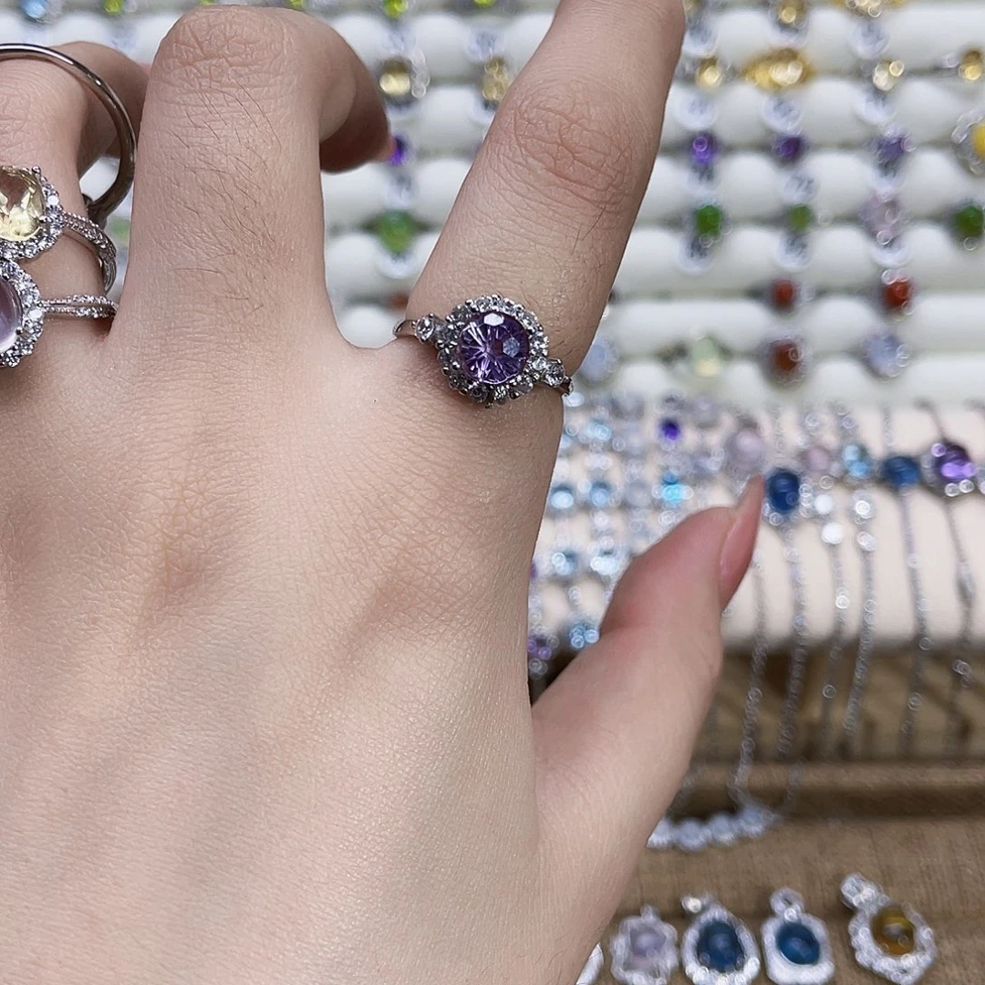 紫晶戒指银S925镶嵌