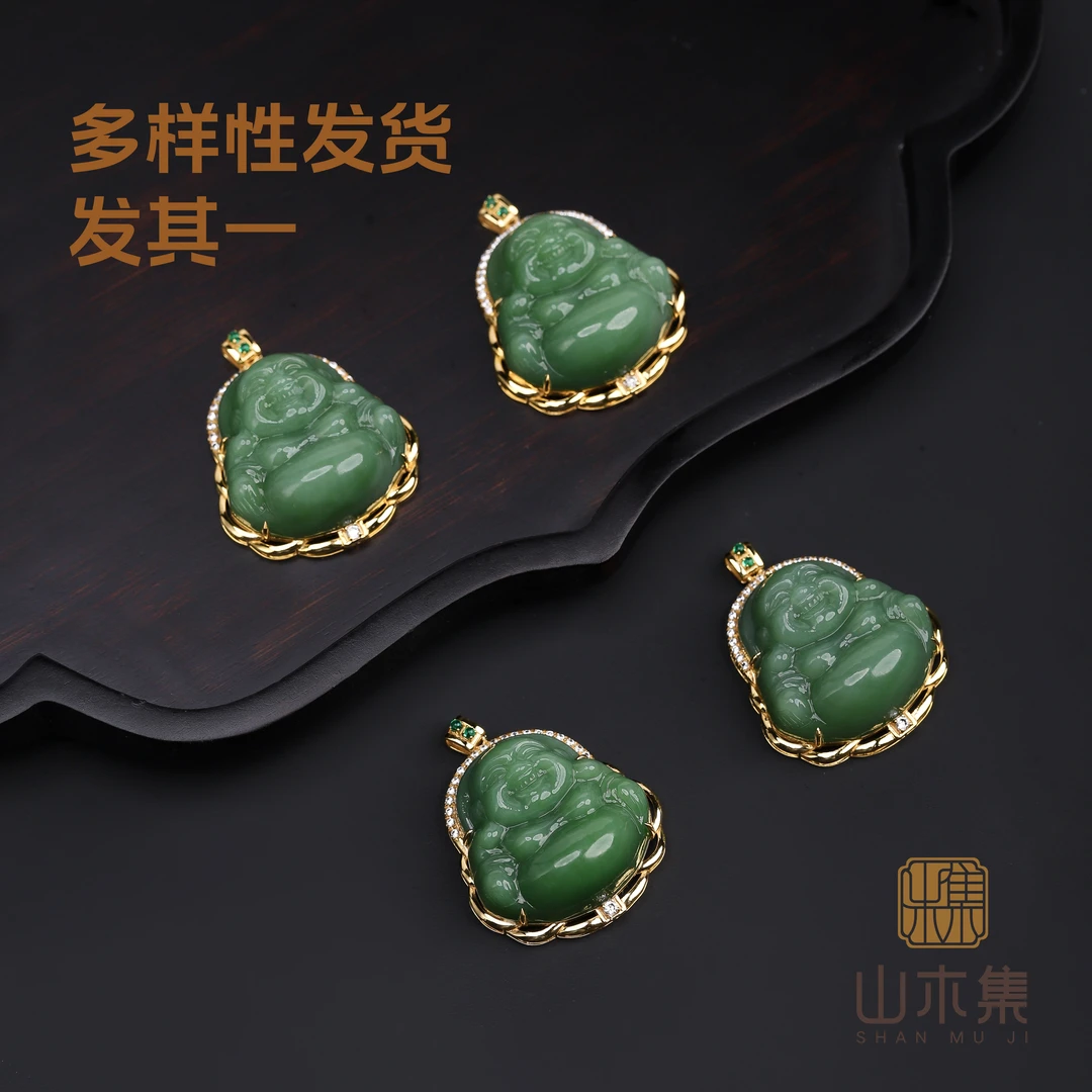 【乐好1.0】（18K金）重金厚镶嵌俄碧粉绿佛公&（多样性发货发其一）