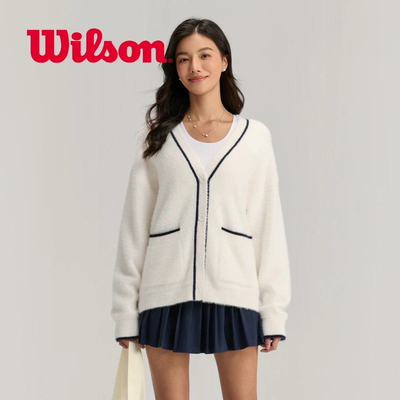 Wilson威尔胜官方25年秋季新款女士运动宽松柔软编织外套WW00549