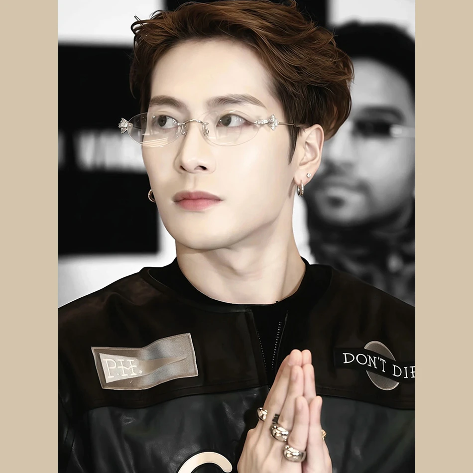 Jennie同款无框椭圆框架 韩系眼镜女素颜神器小众镜架0803-125