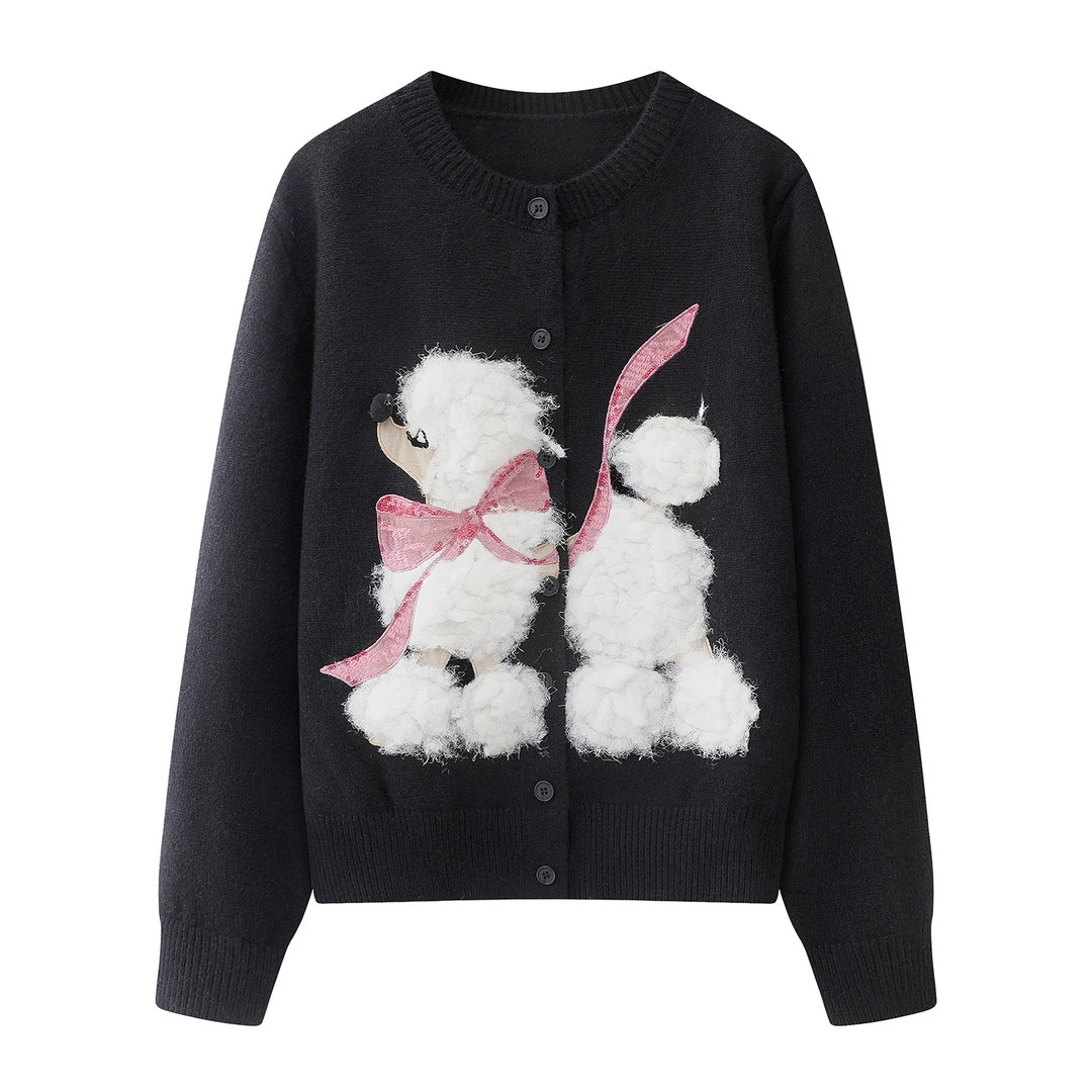 【粉带小狗】2026新款圆领秋冬衣百搭休闲短款上衣D2517