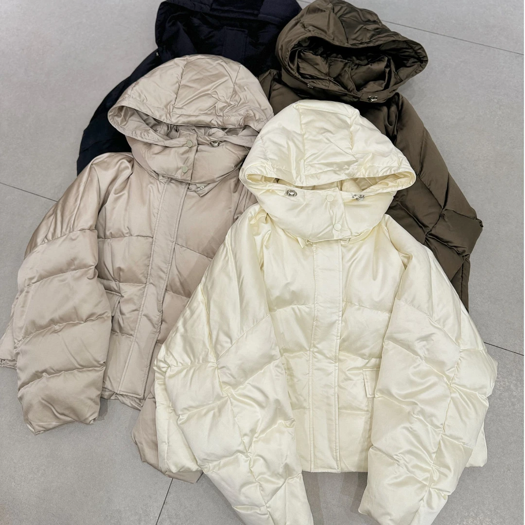 1052#欧货高级感连帽羽绒服女宽松加厚百搭保暖鹅绒服