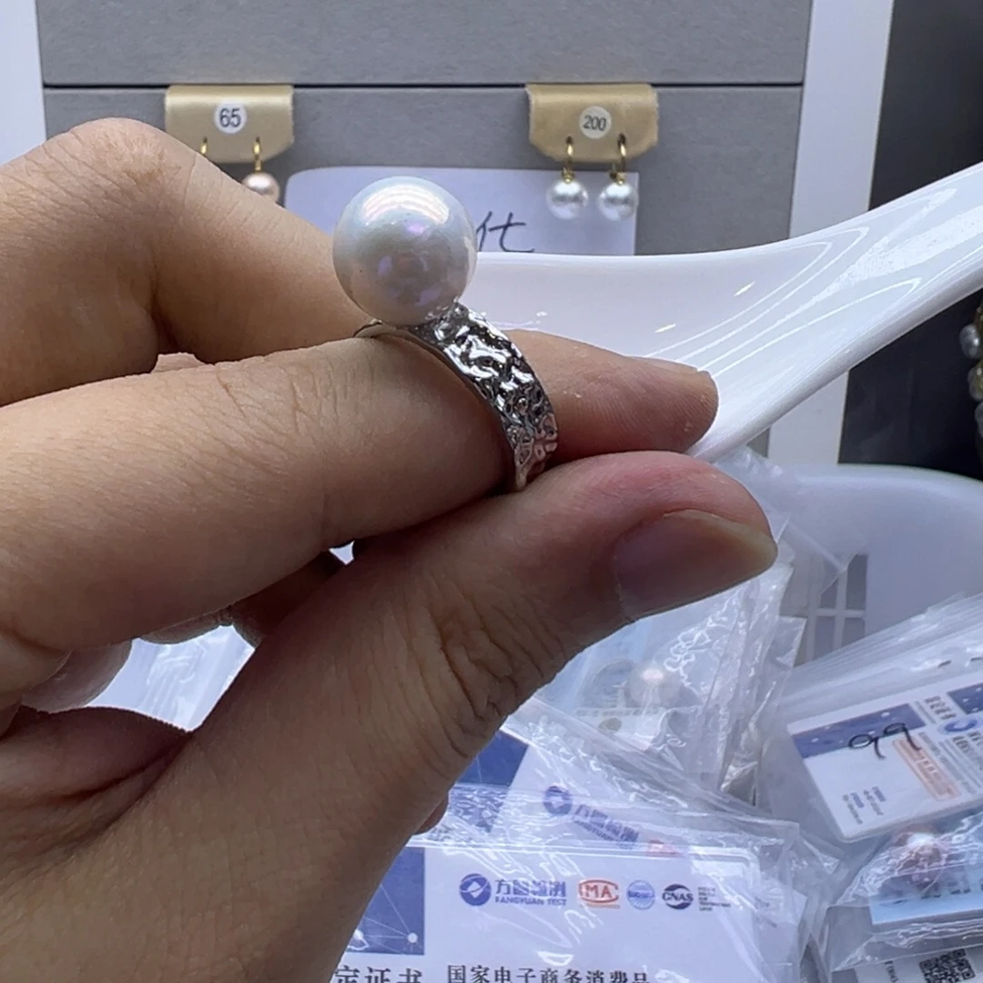银S925镶嵌戒指淡水珍珠