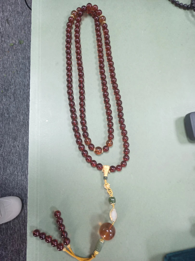 宝仓优选—天然血珀108珠9mm血珀108珠链