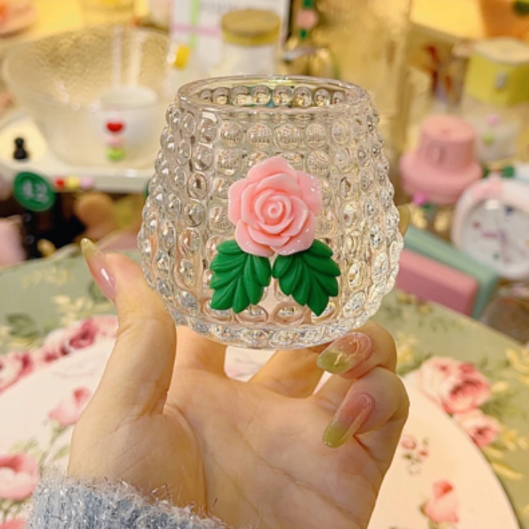 耐热玻璃花茶杯主人杯品茗杯少女心