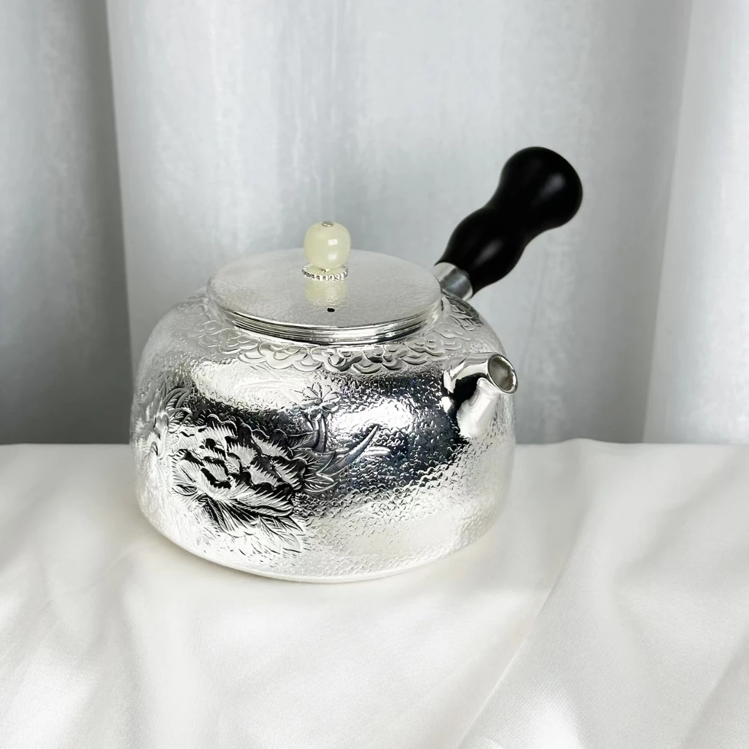 手工牡丹侧把壶手工牡丹侧把壶