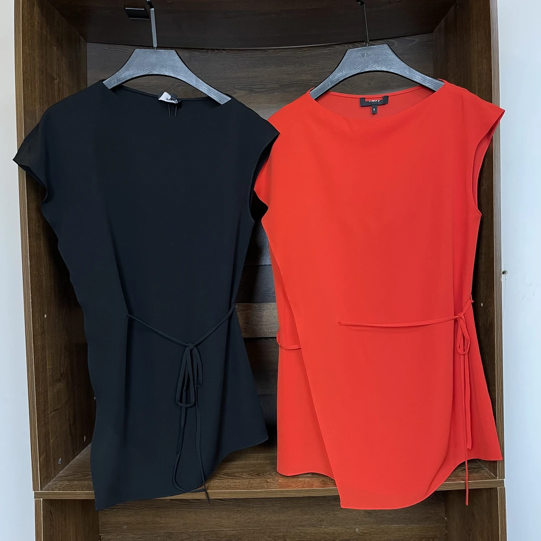 真丝腰带修身优雅衬衫