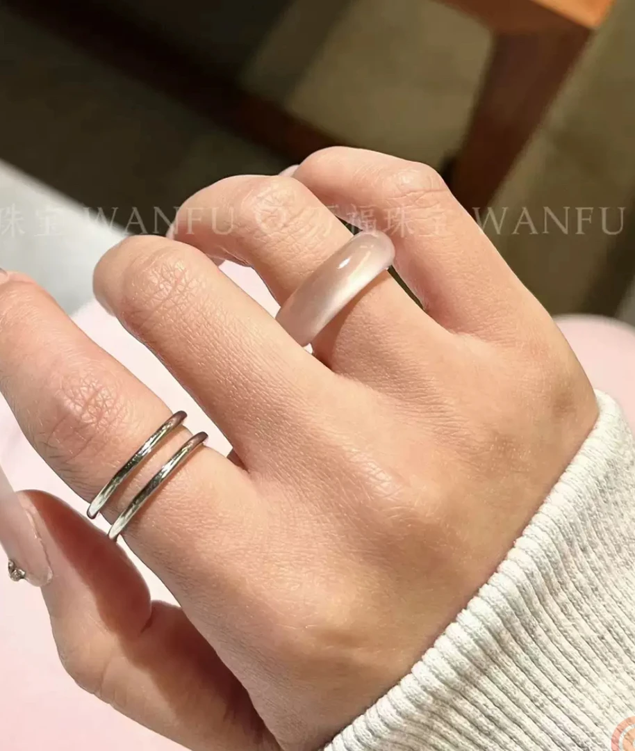 玛瑙戒圈玛瑙戒指马料白冰戒圈