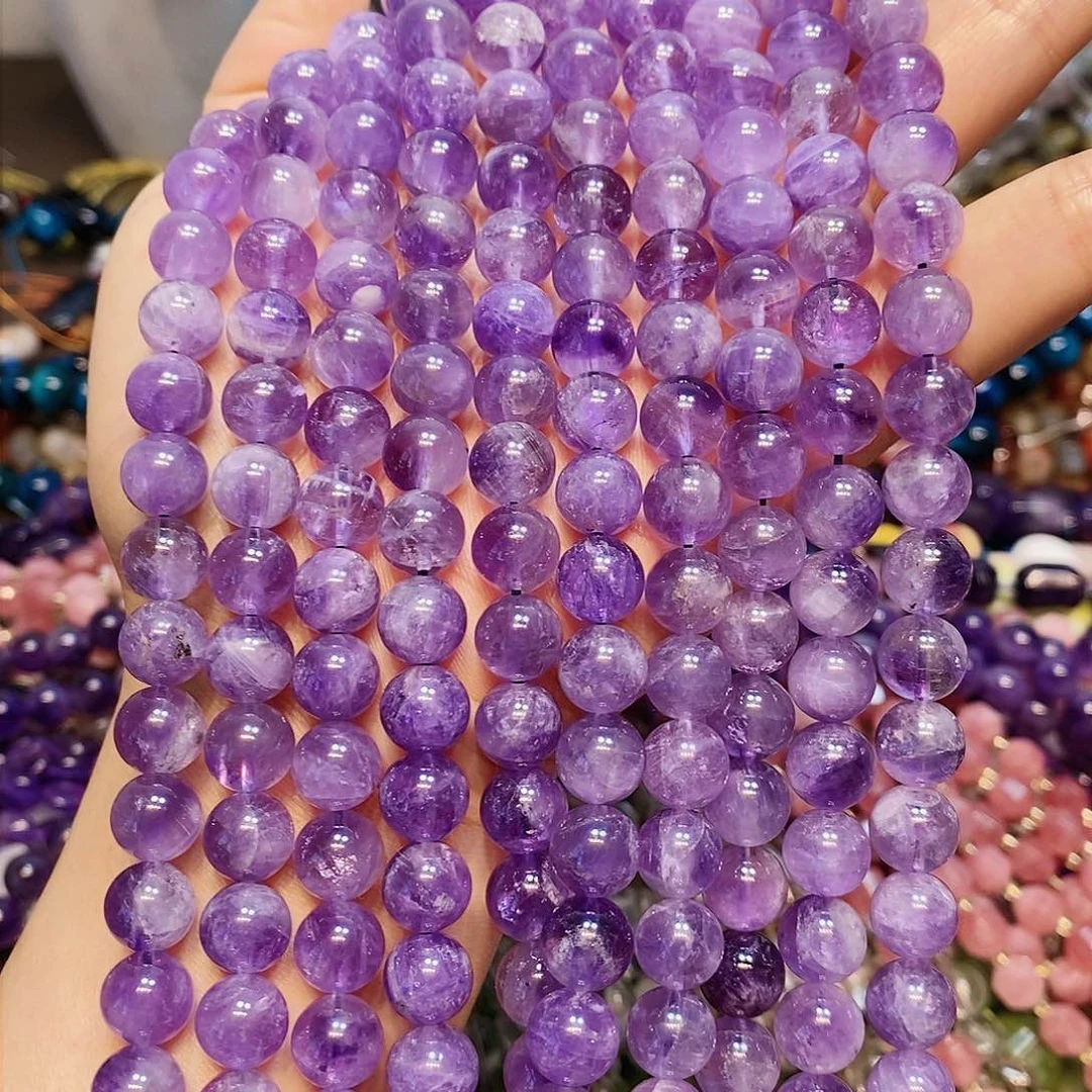 玛瑙/玉髓散珠天然紫水晶10mm一条