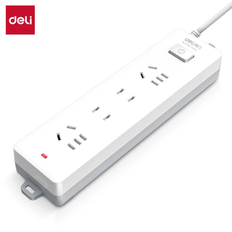 得力18251(0.6)插座_2组+2_0.6米_PVC袋装(白)(只)