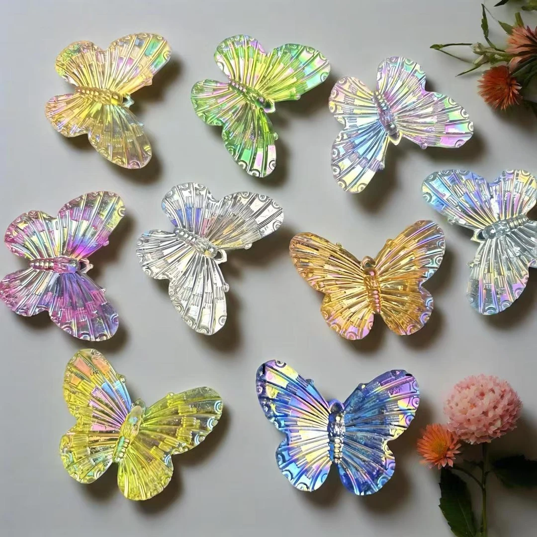 【水晶小店】3cm亚克力炫彩蝴蝶片小号手工DIY配件花瓣装饰品批发