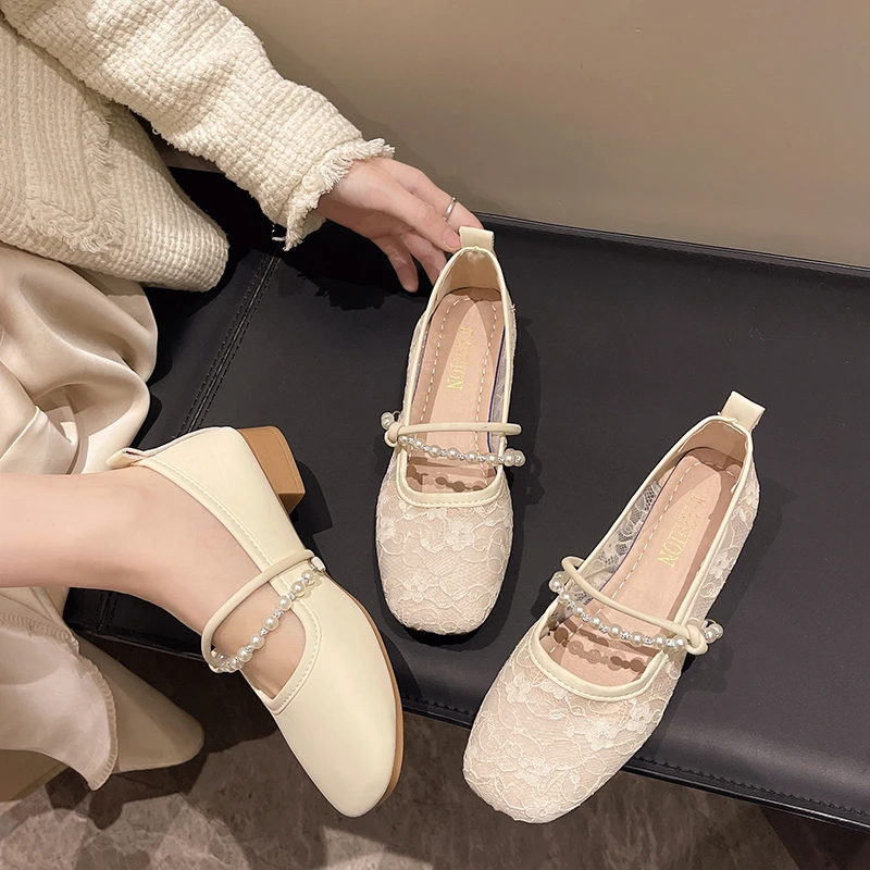 玛丽珍单鞋女2025年新款春秋粗跟晚晚温柔配裙子软底女士小皮鞋