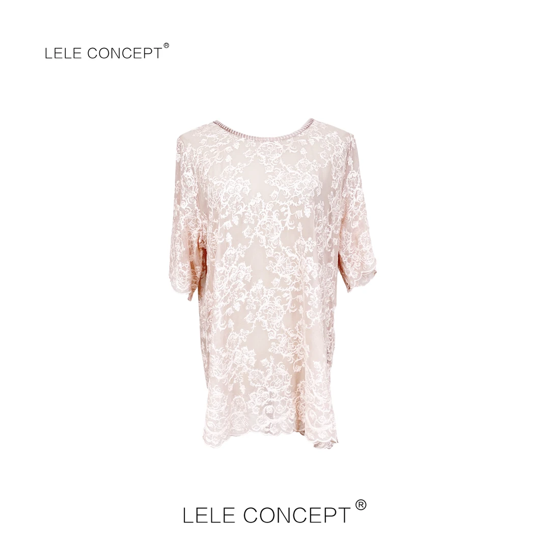 LELE CONCEPT丨时尚高级设计师款暗花纹开叉上衣S1063