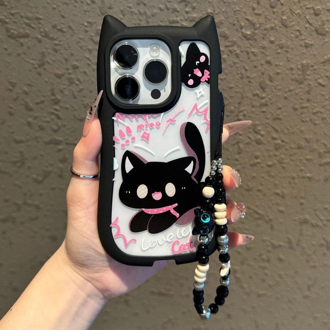 奥菲顿惊讶猫咪挂链适用iPhone16苹果14/15Promax猫耳手机壳13/12