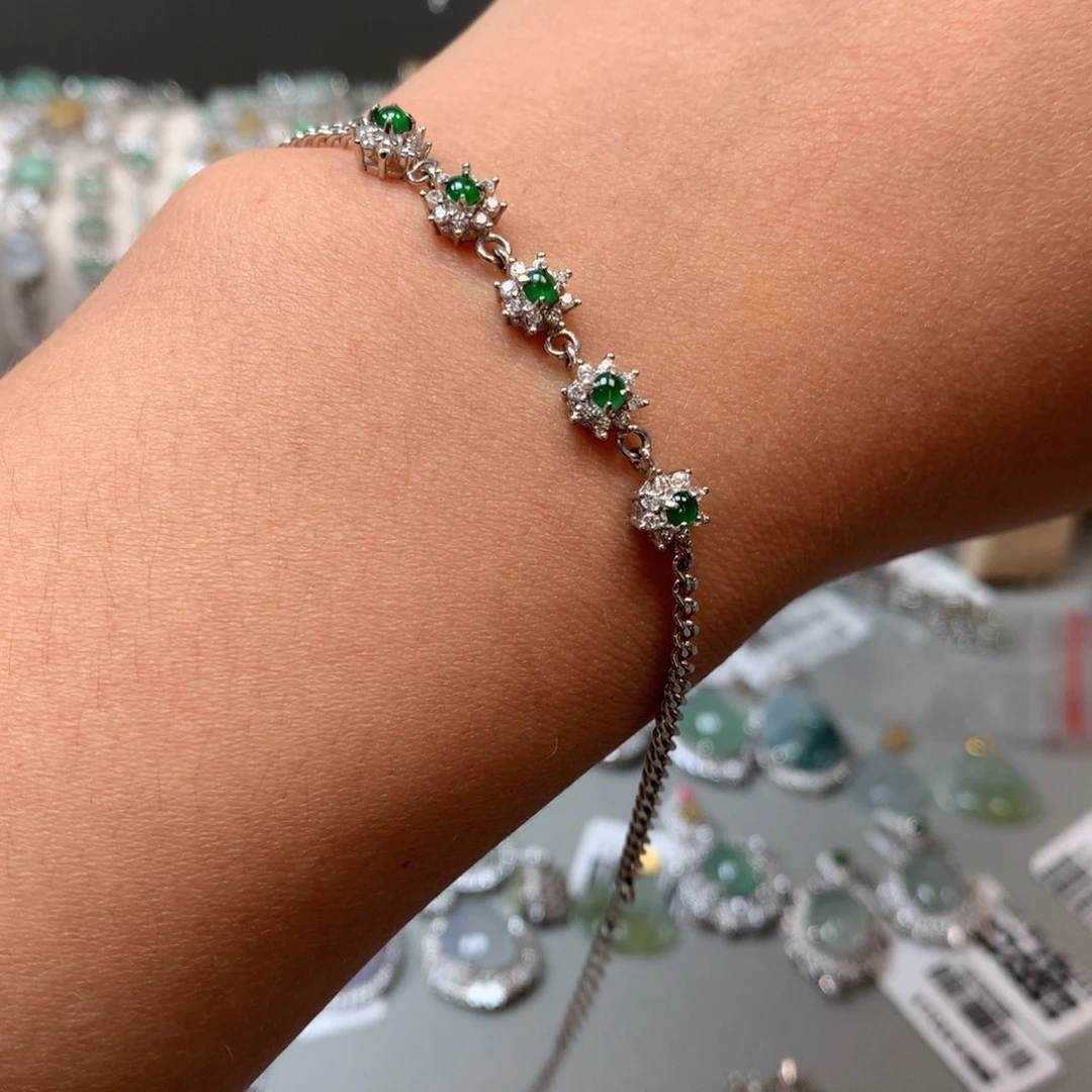 银S925镶嵌手链翡翠手链