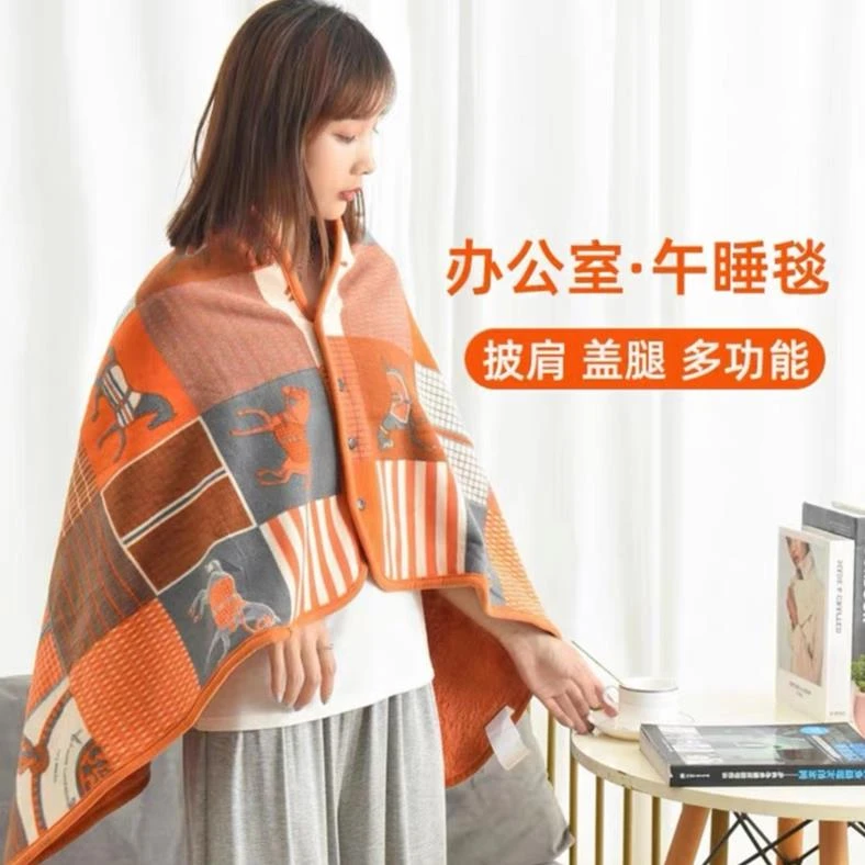 多功能保暖披肩午睡毯子颈肩斗篷披风儿童毯办公室空调盖毯懒人毯