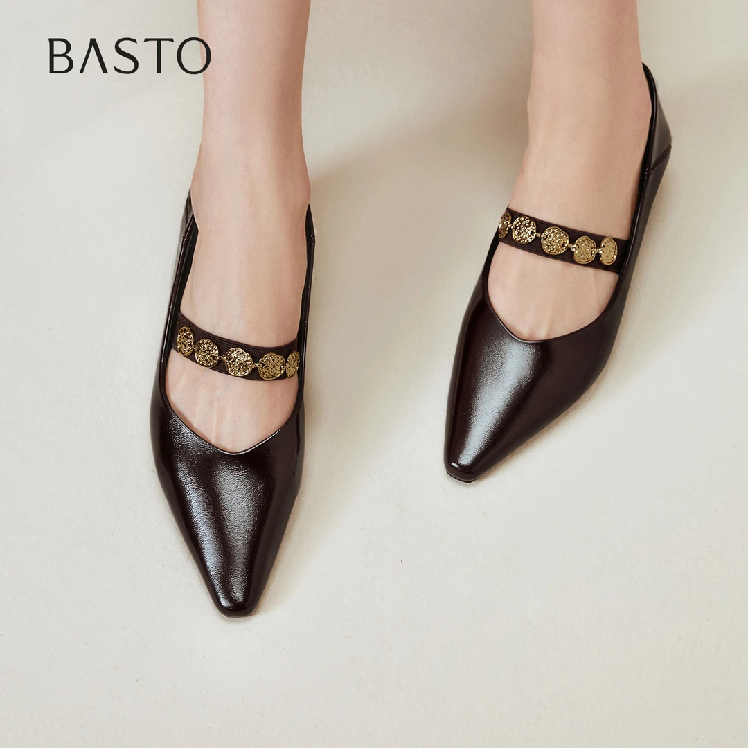 百思图2025秋季新款玛丽珍鞋时尚潮流复古尖头女单鞋鞋B1095CQ5