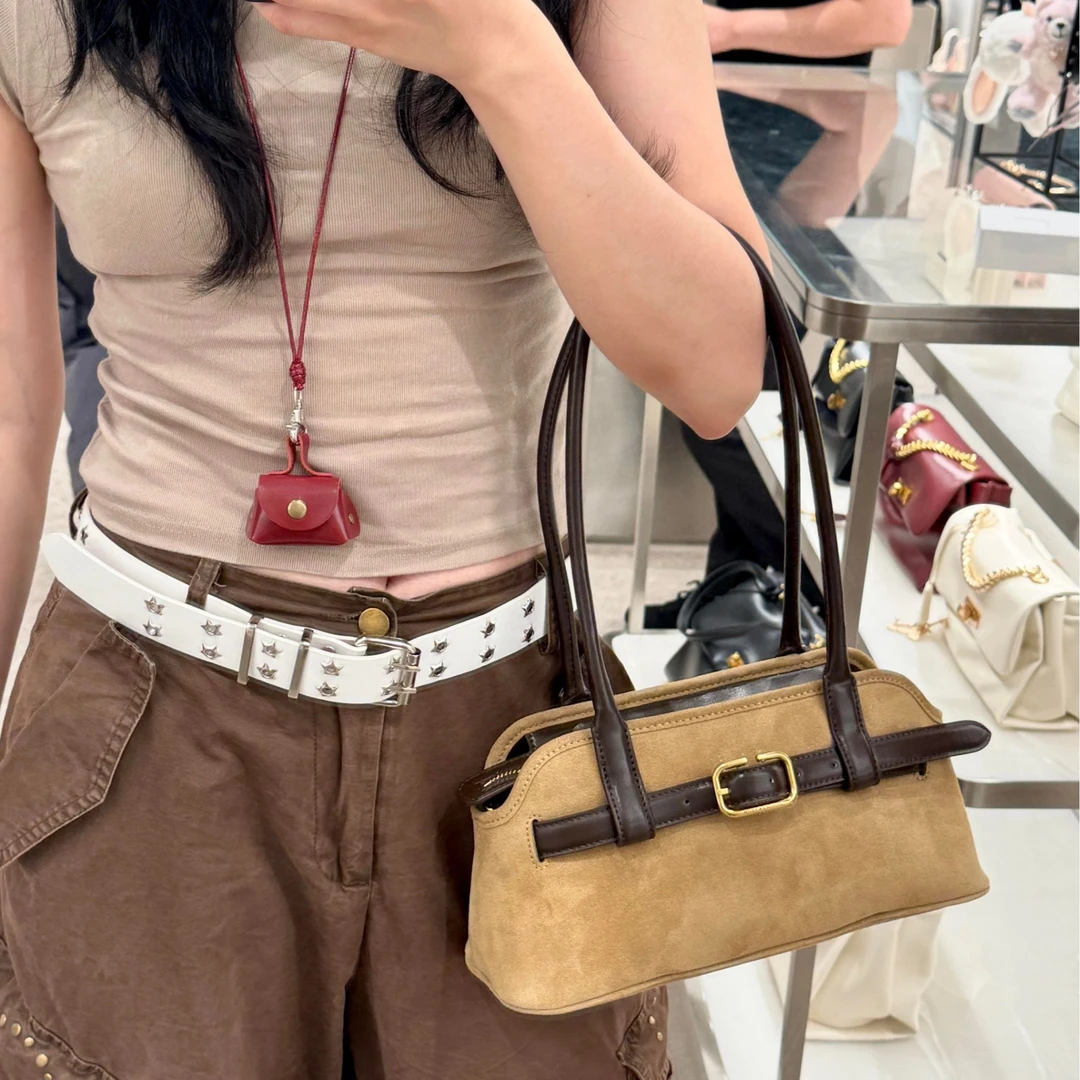 秋冬高级感轻奢小巧腋下包百搭大容量麂皮绒磨砂质感手提斜挎包包