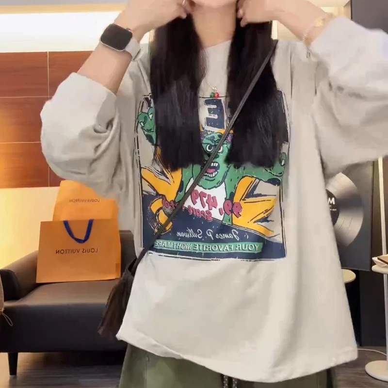 2025美式夏季复古感拉满~卡通怪兽长袖卫衣LK2505636