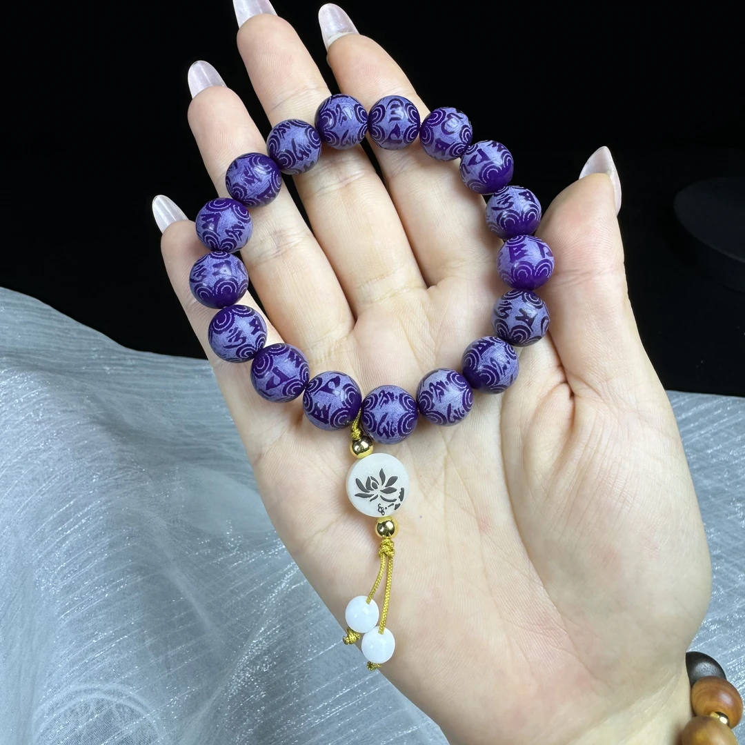 m-ab001【无礼盒】紫菩提莲花单圈手串