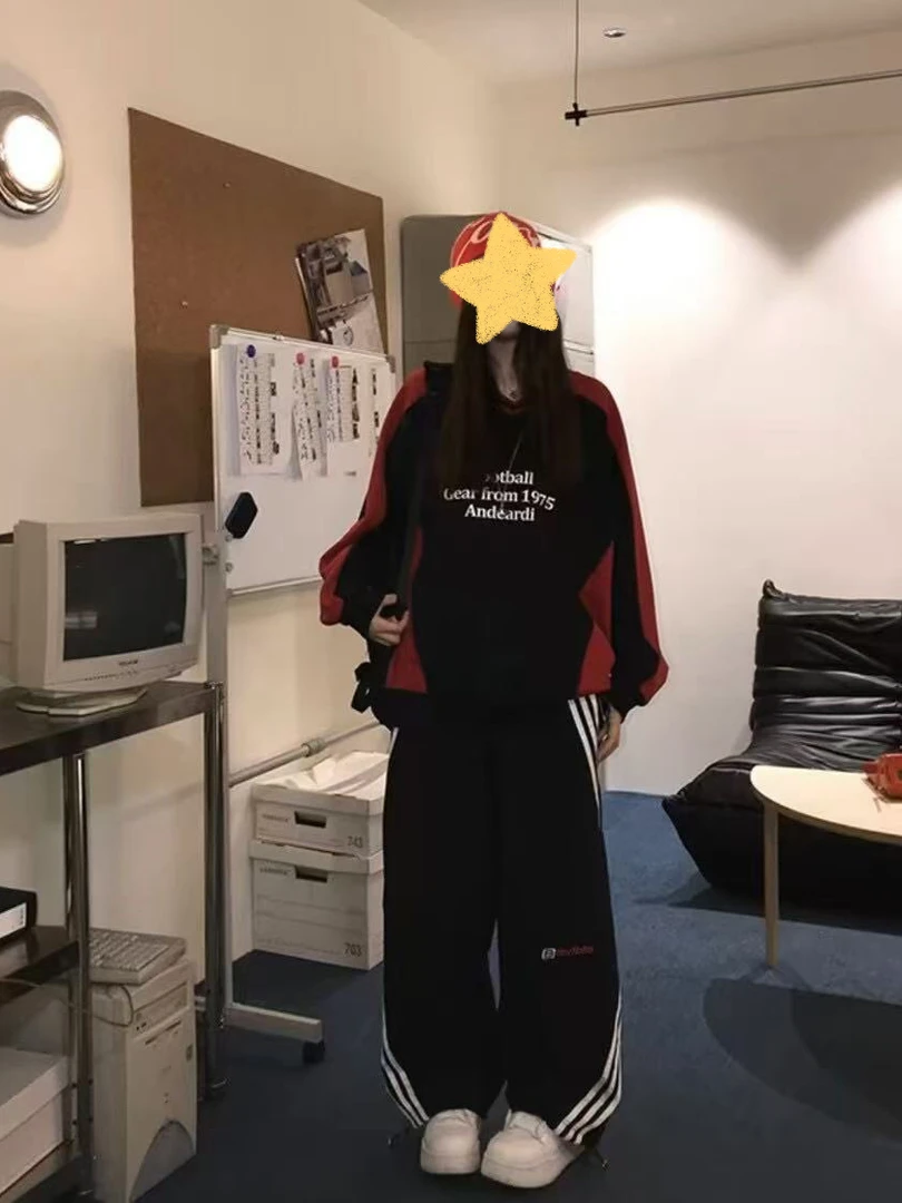 美式复古球衣卫衣9785#撞色条纹休闲裤9791#