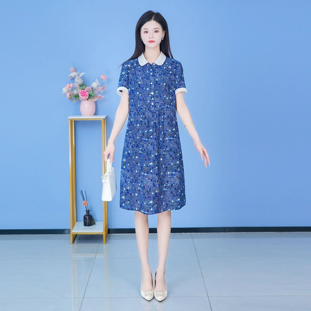 【SJYH1289】2025年夏季新款时尚优雅减龄连衣裙显瘦气质