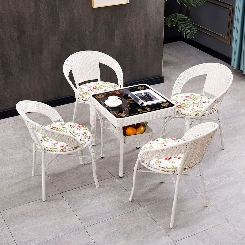 2025阳台藤椅茶几三件套简约现代户外庭院休闲桌椅组合藤编单