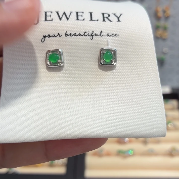 翡翠银S925镶嵌耳饰
