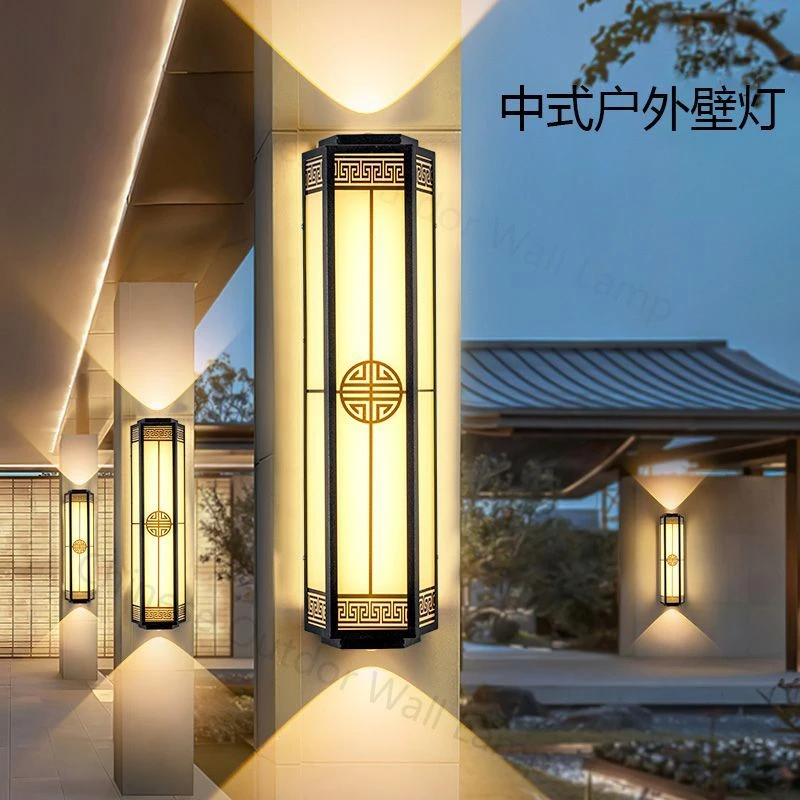 不锈钢户外壁灯防水庭院灯室外新中式仿云石现代外墙别墅大门柱灯