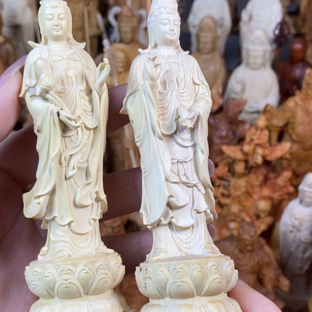 木黄杨12.5高微瑕大势至观音滴水观音