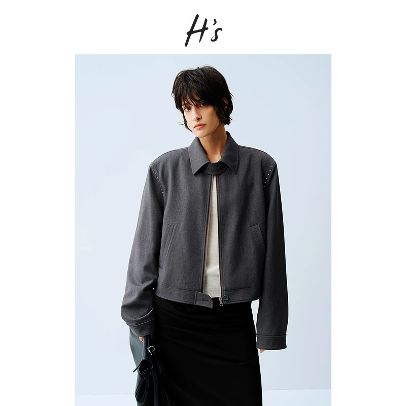 【赵老板专属9401】H'S可拆卸领短外套25春新款气质防风翻领夹克