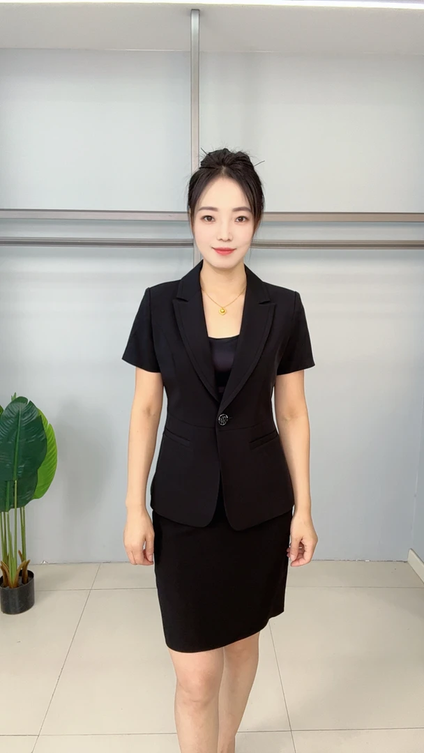 508短袖西装短款气质黑色显瘦单上衣西服