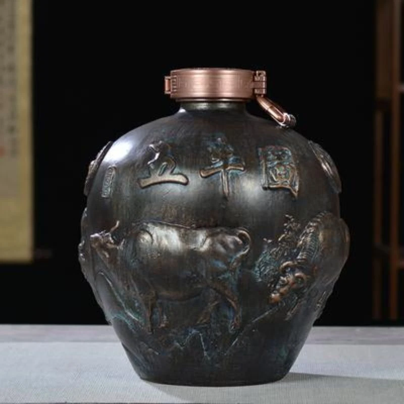 明代井十里飘香年货节浓香型五牛图10斤陶瓷坛52度5000ml