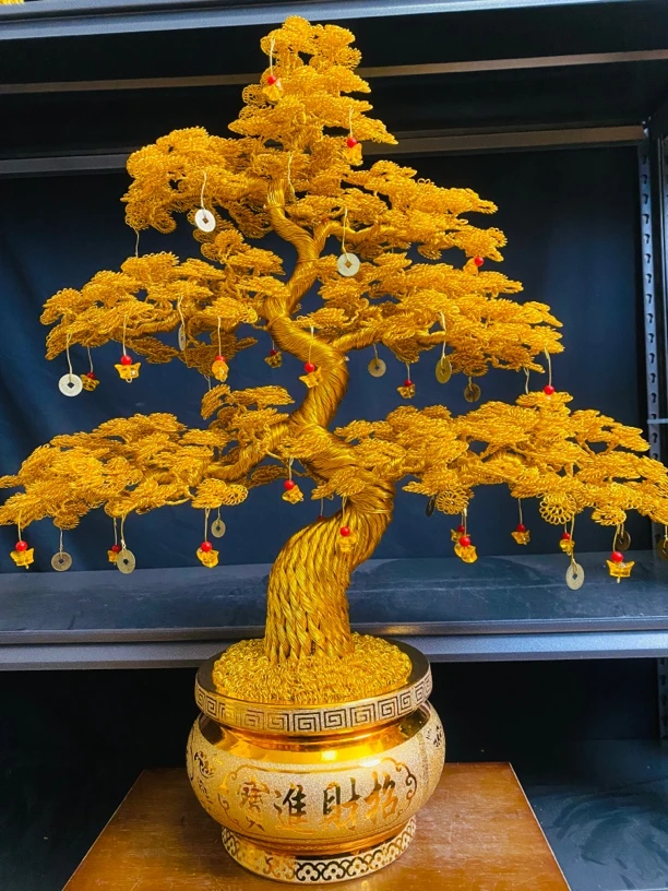 手工发财树高90厘米宽70厘米左右乔迁开业玄关桌面摆件礼品赠送