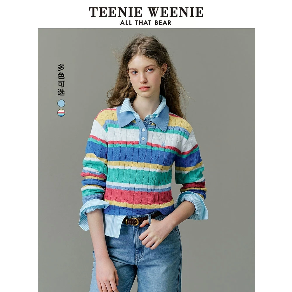 【商场同款新品】TeenieWeenie小熊25年半开襟绞花毛衣TTKW251205E
